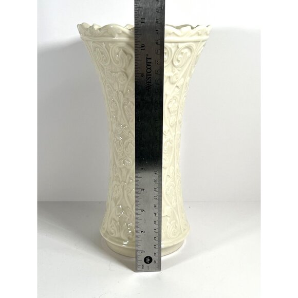 Lenox Ivory Porcelain Embossed Floral Vase 10.5" Made In USA - Picture 7 of 7